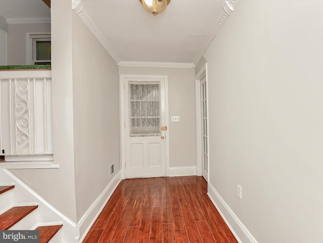 15 Constance Dr, Hamilton, NJ 08620 - doorway to outside with wood finished floors, ornamental molding, and stairway