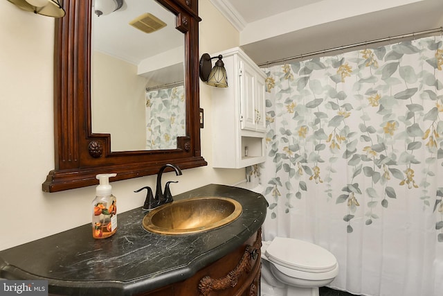 15 Constance Dr, Hamilton, NJ 08620 - bathroom with vanity, ornamental molding, and curtained shower