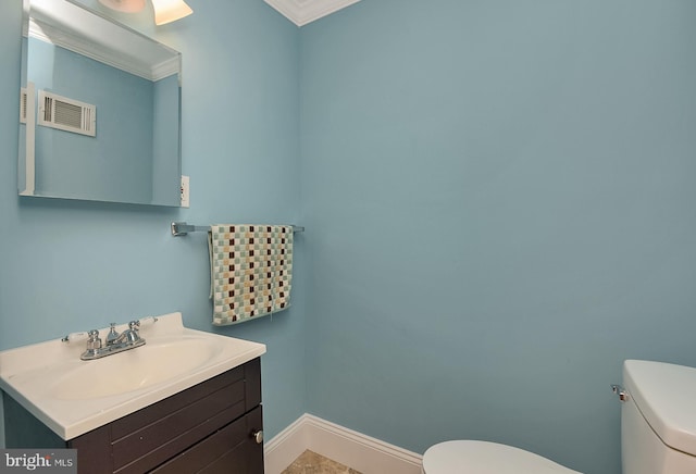 15 Constance Dr, Hamilton, NJ 08620 - half bathroom with vanity and ornamental molding
