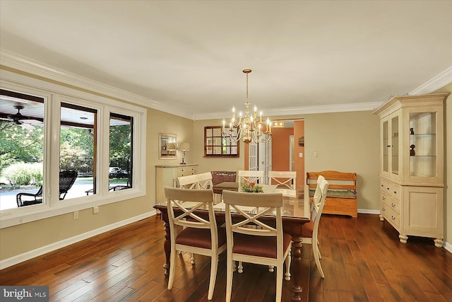 615 Beinhower Rd, Etters, PA 17319 - dining area featuring ornamental molding, dark wood-type flooring, and a chandelier