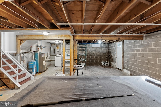 643 Comly Ave, Langhorne, PA 19047 - unfinished below grade area with electric panel, washer / dryer, and electric water heater