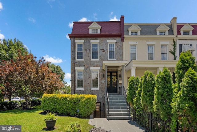 1125 K St NE, Washington, DC 20002 - view of front of property featuring french doors, mansard roof, and stone siding
