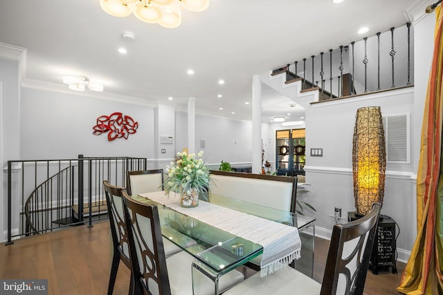 1125 K St NE, Washington, DC 20002 - dining area featuring ornamental molding, wood finished floors, and recessed lighting