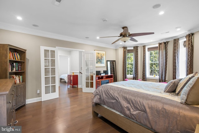 1125 K St NE, Washington, DC 20002 - bedroom with french doors, recessed lighting, dark wood finished floors, and crown molding