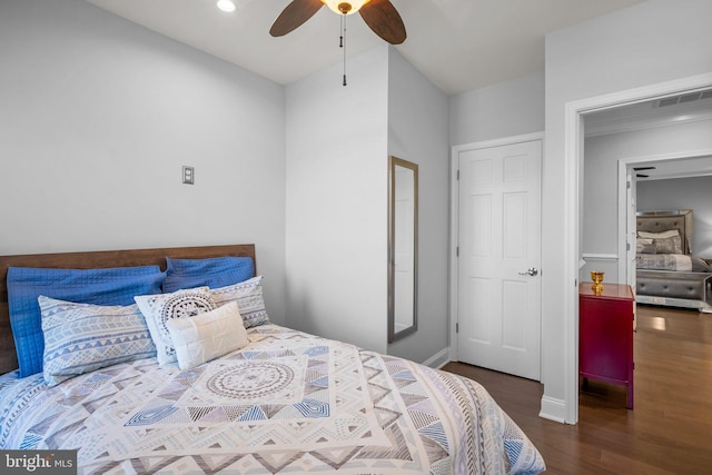 1125 K St NE, Washington, DC 20002 - bedroom featuring wood finished floors, recessed lighting, and a ceiling fan