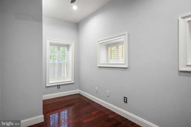 1125 K St NE, Washington, DC 20002 - empty room with dark wood finished floors, a ceiling fan, and recessed lighting