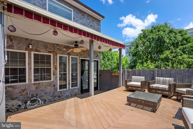 1125 K St NE, Washington, DC 20002 - wooden terrace featuring an outdoor hangout area and a ceiling fan