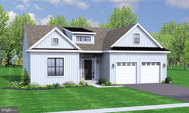 05A Weatherstone Ln, Felton, DE 19943 - modern farmhouse style home featuring a garage, a front yard, driveway, and board and batten siding