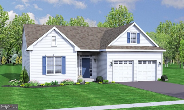 05A Weatherstone Ln, Felton, DE 19943 - traditional-style home with driveway, a front yard, an attached garage, and roof with shingles