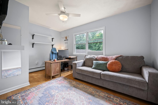 148 Reservoir Rd, Hopewell, NJ 08525 - office featuring baseboard heating, wood finished floors, and ceiling fan
