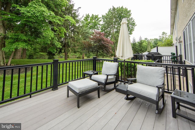 231 Caleb Dr, West Chester, PA 19382 - wooden terrace with a yard and view of scattered trees