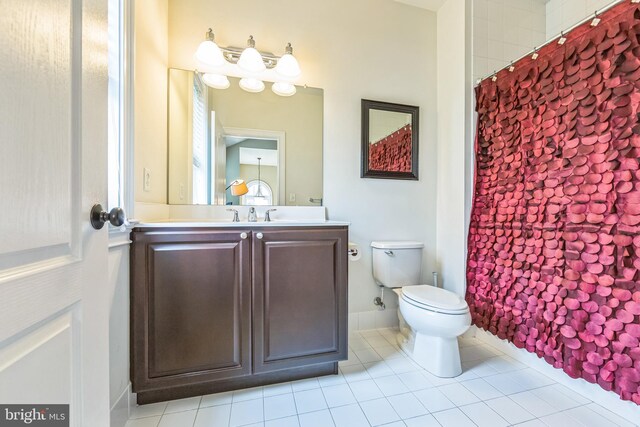 231 Caleb Dr, West Chester, PA 19382 - full bath featuring vanity, tile patterned floors, and a shower with shower curtain