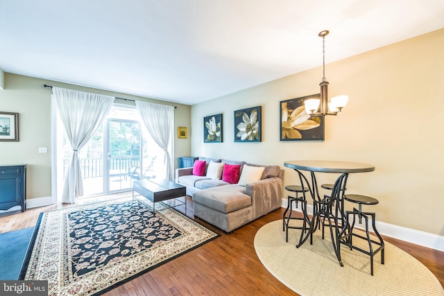 231 Caleb Dr, West Chester, PA 19382 - living area with a chandelier and wood finished floors