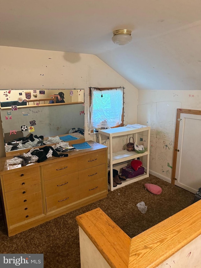 71 Rock Rd, Pine Grove, PA 17963 - bedroom featuring dark carpet and lofted ceiling