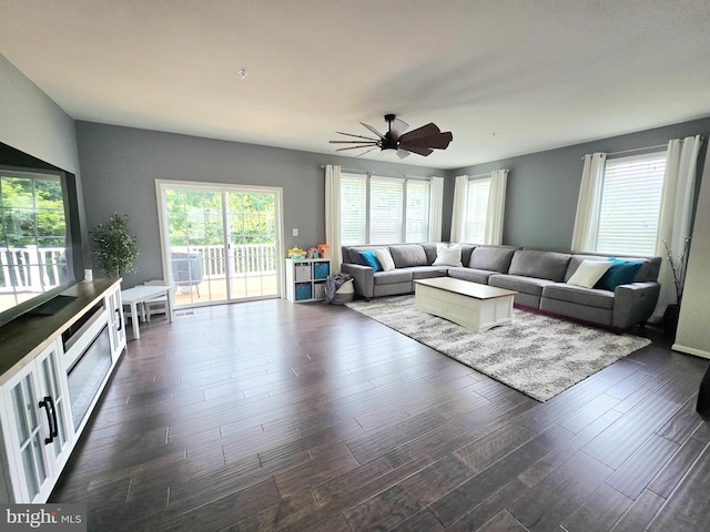 921 Sandy Run Rd, Baltimore, MD 21220 - living area featuring ceiling fan and dark wood-style flooring