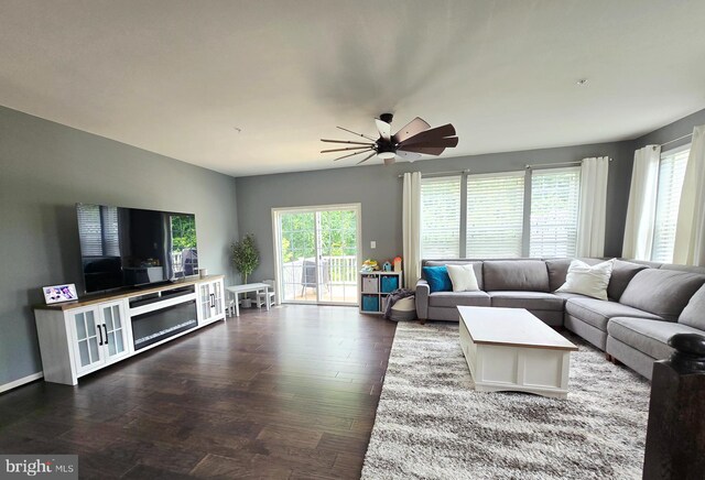 921 Sandy Run Rd, Baltimore, MD 21220 - living room featuring healthy amount of natural light, wood finished floors, and ceiling fan