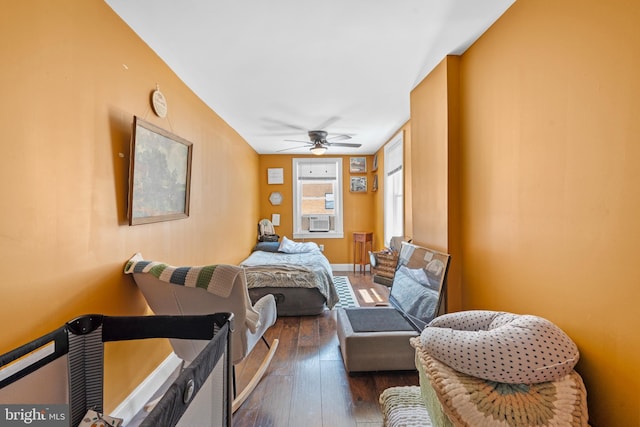 3567 Joyce St, Philadelphia, PA 19134 - bedroom featuring wood-type flooring, ceiling fan, and cooling unit