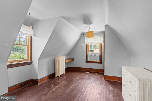 101 Cliff Ter, Wyncote, PA 19095 - bonus room with radiator heating unit, cooling unit, dark wood-type flooring, and lofted ceiling