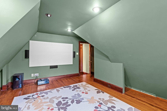 101 Cliff Ter, Wyncote, PA 19095 - home theater room with lofted ceiling and wood finished floors