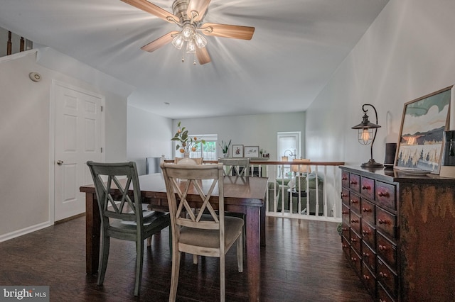 642 Lamplighter Way, Hockessin, DE 19707 - dining room featuring dark wood-style floors and a ceiling fan