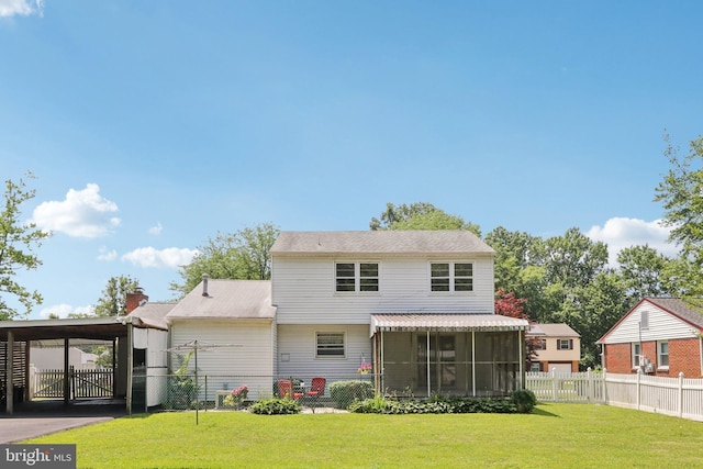 21 Hemmings Way, Lawnside, NJ 08045 - back of house featuring a sunroom, a carport, and a chimney