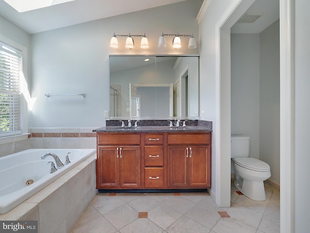 7730 Terraview Ct, Hanover, MD 21076 - bathroom featuring double vanity, a jetted tub, tile patterned flooring, and a stall shower
