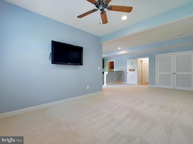 7730 Terraview Ct, Hanover, MD 21076 - unfurnished living room with carpet floors, a ceiling fan, and recessed lighting