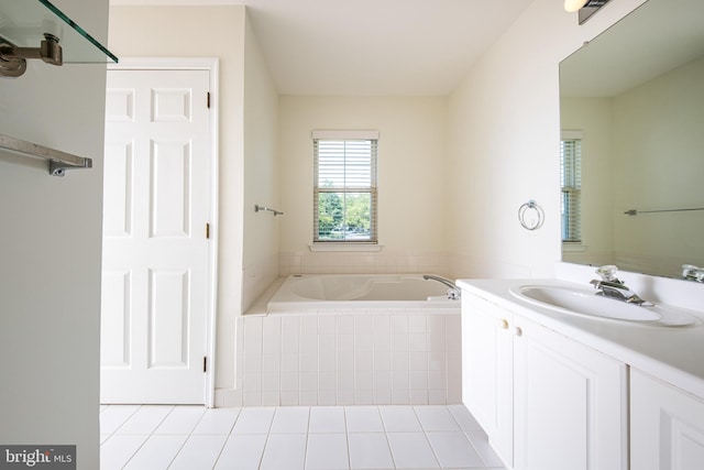 202 Park Knl, Princeton, NJ 08540 - full bathroom with a garden tub, vanity, and tile patterned floors