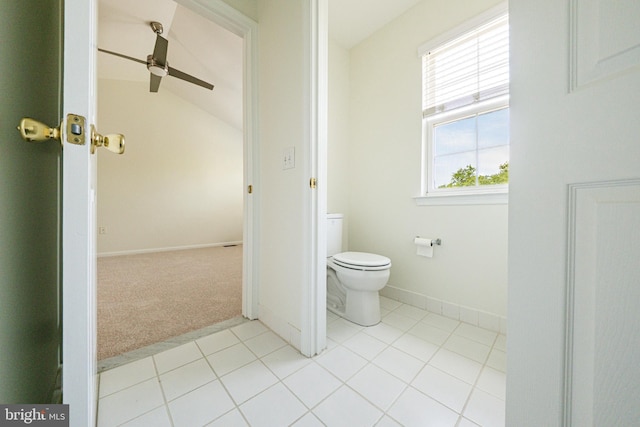202 Park Knl, Princeton, NJ 08540 - bathroom featuring a ceiling fan, vaulted ceiling, and tile patterned floors