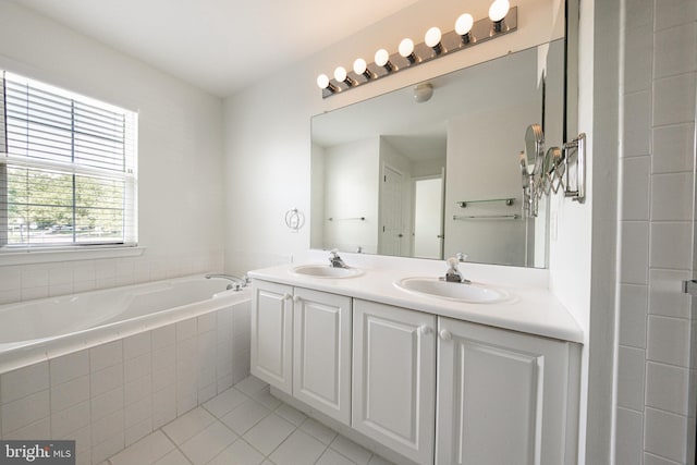 202 Park Knl, Princeton, NJ 08540 - full bath with tile patterned flooring, double vanity, and a bath