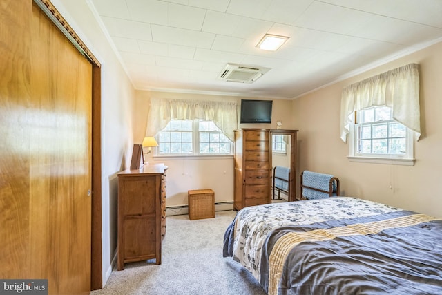 604 Big Oak Rd, Yardley, PA 19067 - carpeted bedroom with crown molding, a baseboard heating unit, and a closet