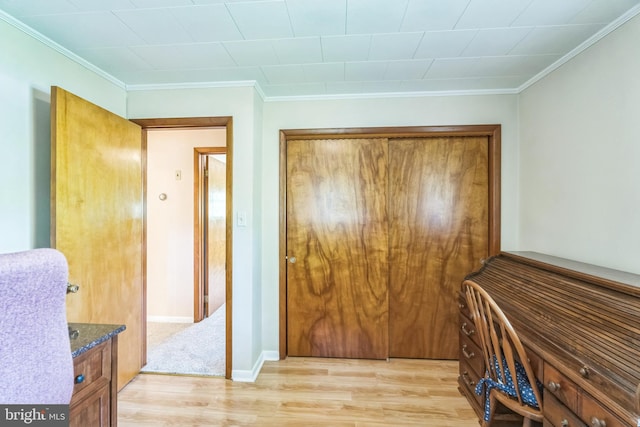 604 Big Oak Rd, Yardley, PA 19067 - home office with light wood-style floors and crown molding