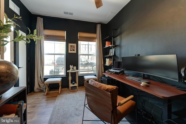 11237 Beaker St, Reston, VA 20190 - home office featuring wood finished floors and a ceiling fan