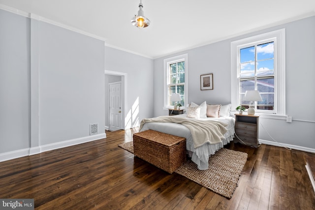 239 W Lafayette Ave, Baltimore, MD 21217 - bedroom featuring dark wood finished floors and crown molding