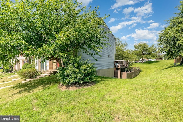 845 Angel Valley Ct, Edgewood, MD 21040 - view of green lawn with a wooden deck