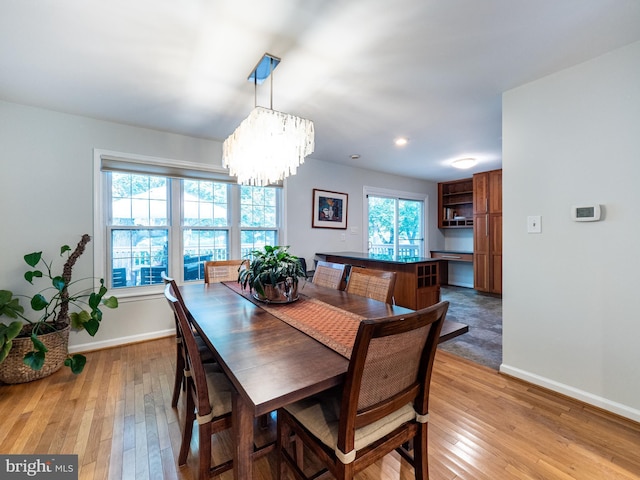 14901 Joshua Tree Rd, North Potomac, MD 20878 - dining space featuring a chandelier, light wood-type flooring, and recessed lighting