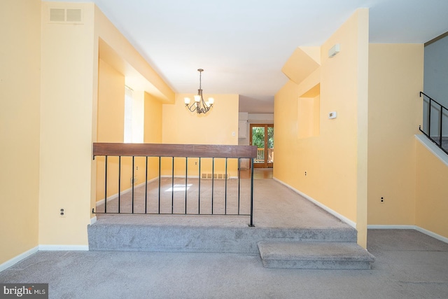 1368 Abbey Way, Bensalem, PA 19020 - hallway featuring carpet and a chandelier