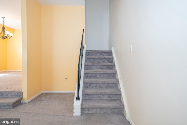 1368 Abbey Way, Bensalem, PA 19020 - stairway with carpet floors and a chandelier