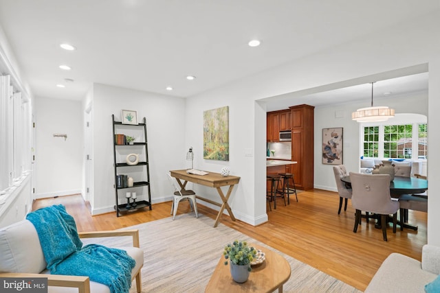 2723 Washington Ave, Chevy Chase, MD 20815 - living room featuring light wood-type flooring and recessed lighting