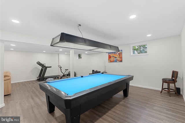 10111 Ballynahown Cir, Fairfax, VA 22030 - playroom with light wood-style flooring, billiards table, and recessed lighting