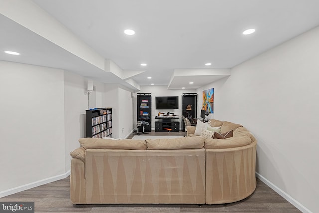 10111 Ballynahown Cir, Fairfax, VA 22030 - living room featuring wood finished floors and recessed lighting