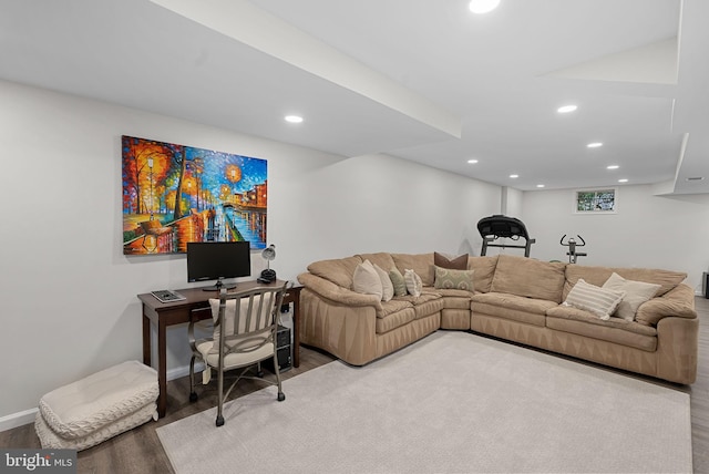10111 Ballynahown Cir, Fairfax, VA 22030 - living area with light wood-style flooring, recessed lighting, and a desk