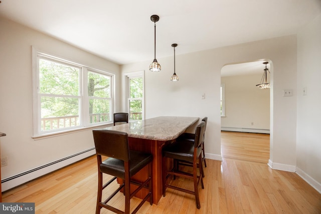 860 Temple Rd, Pottstown, PA 19465 - dining room featuring baseboard heating, light wood finished floors, and plenty of natural light