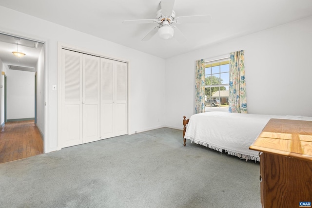 608 Davis Ave, Charlottesville, VA 22901 - carpeted bedroom featuring attic access, a closet, and a ceiling fan