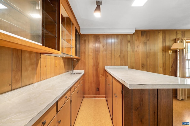 608 Davis Ave, Charlottesville, VA 22901 - indoor wet bar with wooden walls and light floors