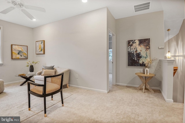 44357 Oakmont Manor Sq, Ashburn, VA 20147 - sitting room featuring carpet flooring, ceiling fan, and recessed lighting