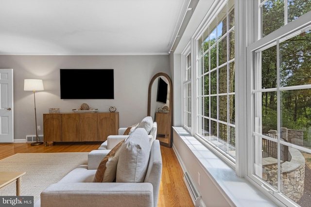 13 Weirwood Rd, Wayne, PA 19087 - living room with plenty of natural light, light wood-type flooring, and ornamental molding