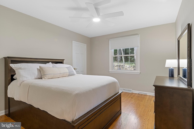 13 Weirwood Rd, Wayne, PA 19087 - bedroom with light wood-style floors and a ceiling fan
