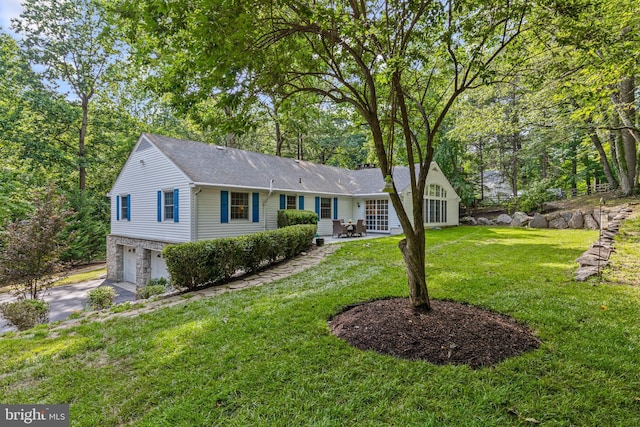 13 Weirwood Rd, Wayne, PA 19087 - single story home featuring a garage, a shingled roof, driveway, a front yard, and a patio area