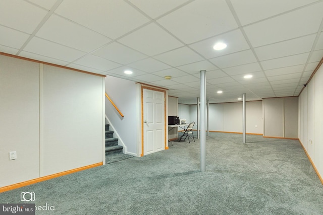 243 Prince William Way, Chalfont, PA 18914 - finished basement featuring carpet flooring, stairs, recessed lighting, and a drop ceiling